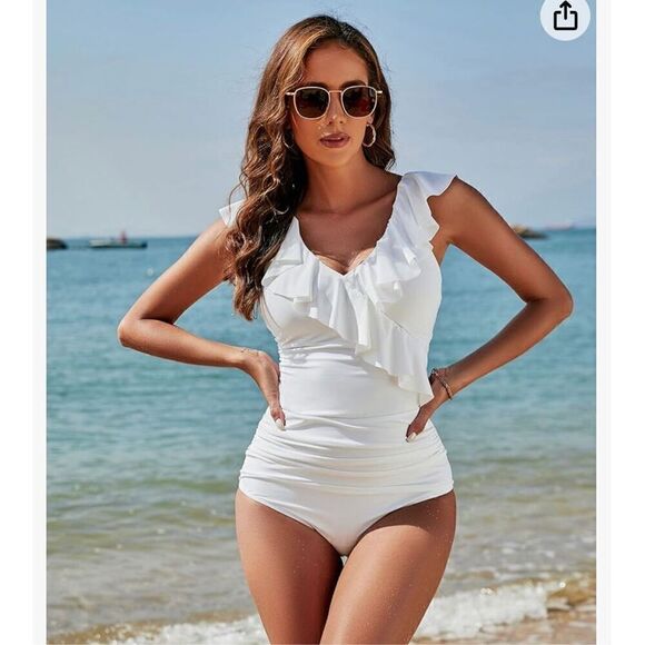 Blooming Jelly Tummy Control Swimsuits Slimming Bathing Suit Ruffle V Neck - Picture 1 of 7